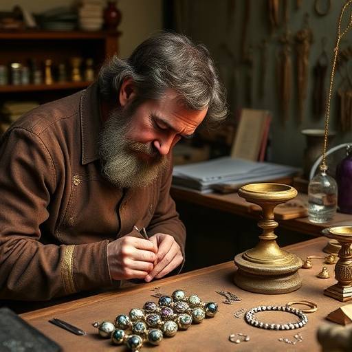 Alessandro Bellini, il fondatore di Bottega dei Sogni, mentre lavora a un gioiello nel laboratorio di Firenze