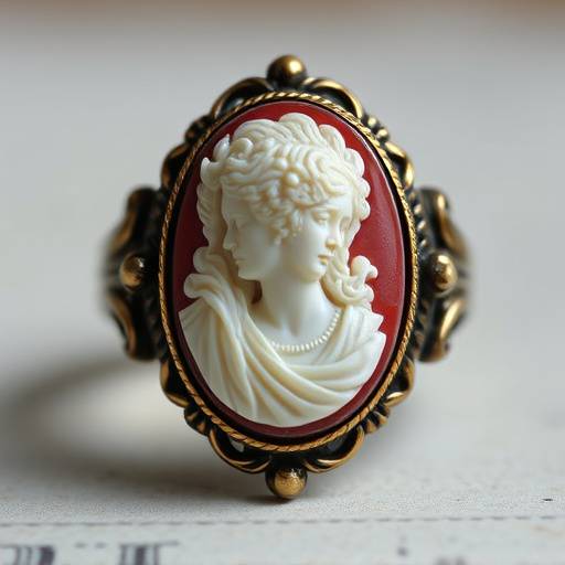 Anello con un cammeo che raffigura una figura femminile in stile rinascimentale