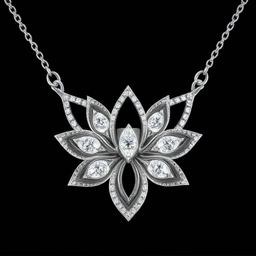 Collana 'Fiore di Loto' in oro bianco e diamanti